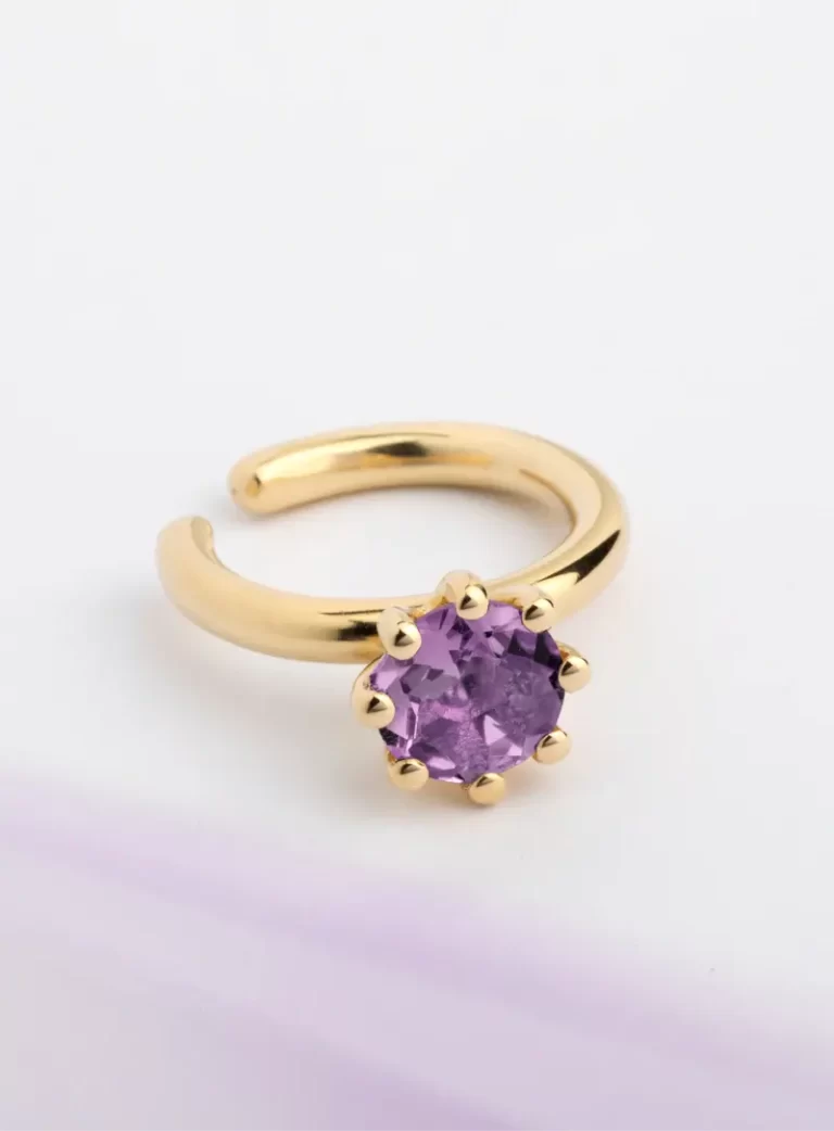 Stylish Diamond Studded Gold Leaf Shape Women Ring